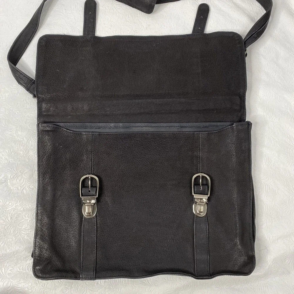 Roma Black Leather Briefcase - Men Bags Briefcases
